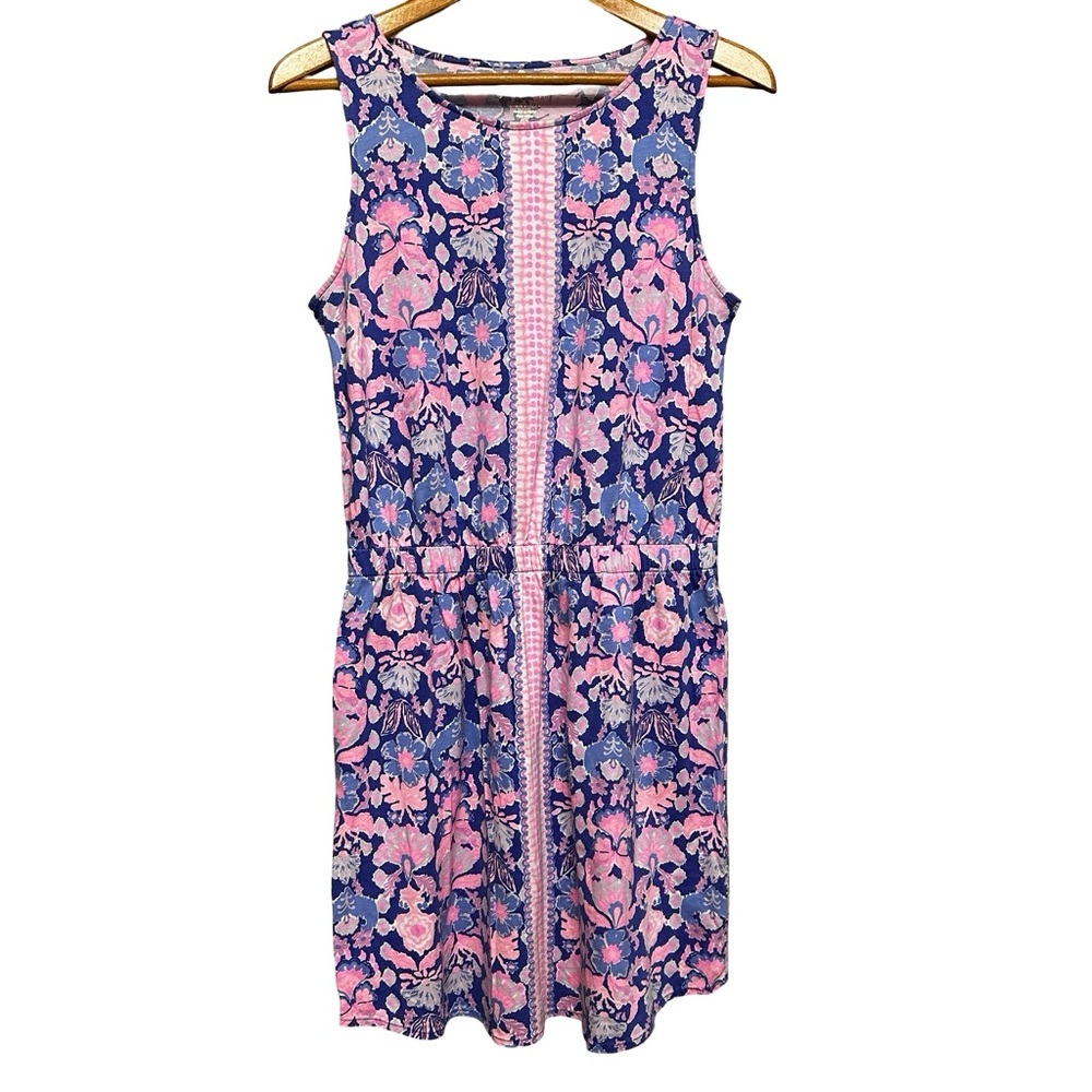 Sleeveless Blue & Pink Floral Summer Dress - Picture 3 of 13
